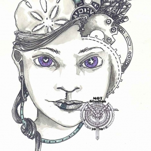 Steampunk head of woman