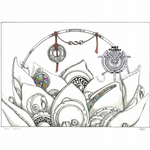 Lotus with gears and stain glass in petals